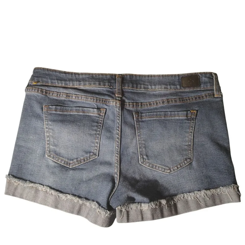CELEBRITY PINK Juniors Mid-Rise Cut Off Denim Shorts Blue Size 9/29 Y2K 00084